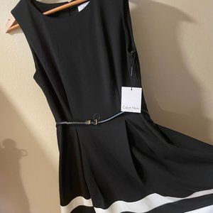 CALVIN KLEIN Black Dress w/ White Stripes